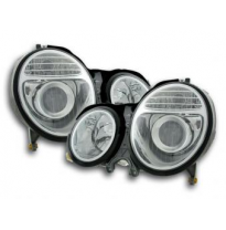 Faros Delanteros Set Angel Eyes Mercedes Benz Clase E Modelo W210  97-01 Cromado Fk Automotive