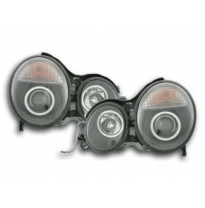 Faros Delanteros Set Angel Eyes Mercedes Clase E Modelo W210  97-01 Negro Fk Automotive