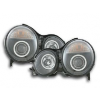 Faros Delanteros Set Angel Eyes Mercedes Clase E Modelo W210  97-01 Negro Fk Automotive