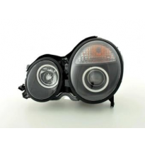 Faros Delanteros Set Angel Eyes Mercedes Clase E Modelo W210  97-01 Negro Fk Automotive
