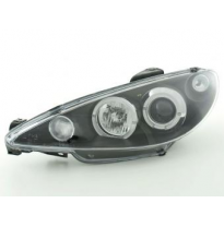 Faros Delanteros Set Angel Eyes Peugeot 206 Modelo S16 99-  02-05 Negro Fk Automotive