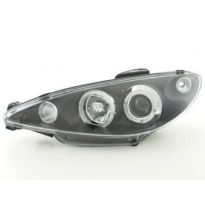 Faros Delanteros Set Angel Eyes Peugeot 206  98-03 Negro Fk Automotive