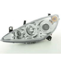 Faros Delanteros Set Angel Eyes Peugeot 307  01-06 Cromado Fk Automotive