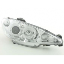 Faros Delanteros Set Angel Eyes Peugeot 206  98-03 Cromado Fk Automotive