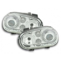Faros Delanteros Angel Eyes Set  Vw Golf 4 Modelo 1j  98-03 Cromado Fk Automotive