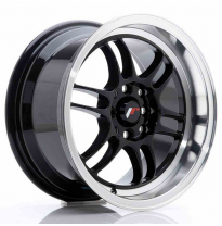 LLANTA JR Wheels JR7 15x8 ET35 4x100/114 Glossy Black w/Machined Lip JAPAN RACING
