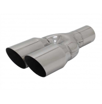 Salida Escape Novus Typ:2 X 76mm Ms-Design Y-Endrohr /  350mm / 58mm Anschluss / Scharf 25° Geschnittene Variante