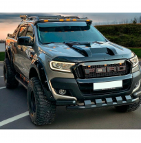 Toma de aire para capó unidireccional compatible con Ford Ranger T7/T8 2015-2022 - Negro brillante