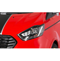 RDX Pestañas de faros para FORD Transit Custom &amp; Tourneo Custom (2018-2023) Light Brows NEGRO BRILLANTE Conjunto para ambos lado