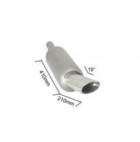 Escape Universal Acero Inox Con Salida Ovalada 110x65 Mm Sport Line - Tubo De Entrada 46/51 Mm Para Soldar - Cola Inclinada