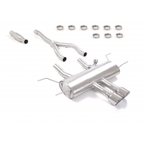 Tramo intermedio con silencioso en acero inox + Silencioso trasero en acero inox con salidas redondas 2x114 mm Sport Line</p>
 C