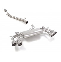 Tramo intermedio en acero inox + Silencioso trasero doble en acero inox con salidas redondas 2 / 102 mm Sport Line</p>
 con valv