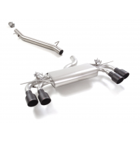 Tramo intermedio en acero inox + Silencioso trasero doble en acero inox con salidas redondas 2 / 102 mm Sport Line Black</p>
 co