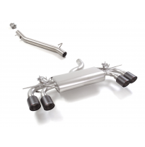 Tramo intermedio en acero inox + Silencioso trasero doble en acero inox con salidas redondas 2 / 100 mm Carbon Shot</p>
 con val