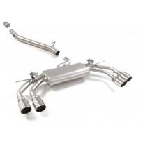 Tramo intermedio en acero inox + Silencioso trasero doble en acero inox con salidas redondas 2 / 102 mm Sport Line</p>
 con valv