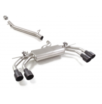 Tramo intermedio en acero inox + Silencioso trasero doble en acero inox con salidas redondas 2 / 102 mm Sport Line Black</p>
 co