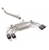 Tramo intermedio en acero inox + Silencioso trasero doble en acero inox con salidas redondas 2 / 100 mm Carbon Shot</p>
 con val