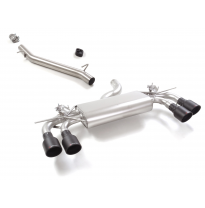 Tramo intermedio en acero inox + Silencioso trasero doble en acero inox con salidas redondas 2 / 102 mm Sport Line Black</p>
 co