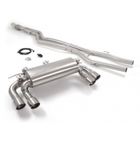 Tramo Intermedio Acero Inox + Escape Trasero Doble Acero Inox Salidas Redondas 2x90 Mm Sport Line Asimetricas 
 Con Valvulas