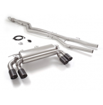 Tramo Intermedio Acero Inox + Escape Trasero Doble Acero Inox Salidas Redondas 2x90 Mm Carbon Shot Asimetricas 
 Con Valvula