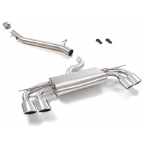 Tramo intermedio grupo N en acero inox + Silencioso trasero doble en acero inox con salidas ovaladas 2 / 108x70 mm
 Supresión de