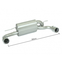 Silencioso trasero doble en acero inox con salidas redondas 90 mm 
 Línea con diámetro mejorado 70 mm
 
 CON HOMOLOGACION BMW Se