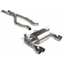 Tramo Intermedio Acero Inox + Escape Trasero Doble Acero Inox Salidas Redondas 2x80 Mm Race Line Asimetricas 
 Con Valvulas