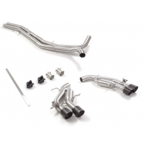 Tramo Intermedio Grupo N Acero Inox + Escape Trasero Doble Acero Inox Grupo N Salidas Redondas 2 X 100 Mm Carbon Shot Asimet