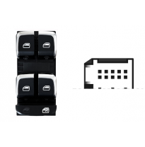 AUDI A4/A5/Q5 2011.11-*INTERRUPTOR PUERTA DELANTERA IZQ(NEGRO/CROMADO)(4 BOT)10PIN