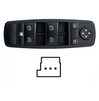 Mercedes M W164 2005.02-*Interruptor Puerta Delantero  Izq+retrovisor No Abatible Electricamente(Negro)(4 Botones)3 Pin