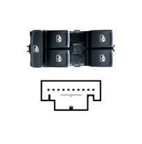 VW GOLF VII 2012.11-/ATECA/LEON*INTERRUPTOR PUERTA DELANTERO IZQ(NEGRO/CROMADO)(4 BOTONES)10PIN