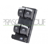 INTERRUPTOR ELEVALUNAS NEGRO/BORDE CROMADO-4 INTERRUPTORES-ELEVALUNAS PORTA DELANTERA IZQUIERDA-10 PINES