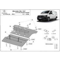 Cubre carter de Acero para el motor y caja de cambios del Mercedes Vito W447 - 4X2 Año: 2014 - 2025 Grosor: &quot;2.5&quot;mm 2.0D, 2.2D,