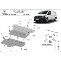 Cubre carter de Acero para Mercedes Vito W447, 2.2 D, 4x4 Año: 2014 - 2020 Grosor: &quot;2.5&quot;mm 2.0, 2.2 D, 4x4