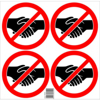 Juego De Pegatinas. Prohibido Estrechar La Mano - 4x 15 Cm.