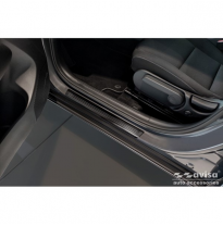Protectores de umbral de puerta en acero inoxidable negro aptos para Hyundai Kona II 2023- - 'Lines' - 4 piezas