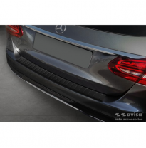 Protector de parachoques trasero en acero inoxidable negro mate para Mercedes Clase C W205 Kombi 2014-2021 &#039;Ribs&#039;.