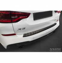 Protector de parachoques trasero de acero inoxidable negro adecuado para BMW X3 G01 M-Package 2017-2021 y Facelift 2021- 'Ribs'