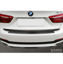 Protector de parachoques trasero de acero inoxidable negro adecuado para BMW X6 F16 2014-2019 'Ribs' excl. Paquete M
