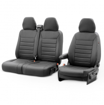 New York Design Fundas de asiento de cuero artificial 2+1 especifica para Ford Transit 2014- (con reposabrazos en el asiento)