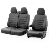 Fundas de asiento de cuero artificial Otom New York Design 2+1 compatibles con Volkswagen Transporter T7 2024- (apoyabrazos en e