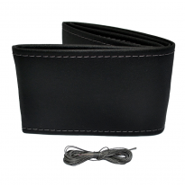 Funda Universal Para Volante Classic - Cuero Pvc Negro + Puntada Gris (Encaje)