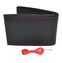 Funda Universal Para Volante Classic - Cuero Pvc Negro + Puntada Roja (Encaje)