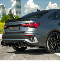 Difusores laterales traseros unidireccionales compatibles con Audi A3 8Y Sedán S3/S-Line 2020-2024 - Negro brillante Oneway