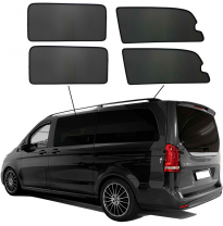 Juego de cortinillas Sunclip adecuado para Mercedes Clase V W447 (distancia entre ejes larga) 2014-2024 con ventanas emergentes