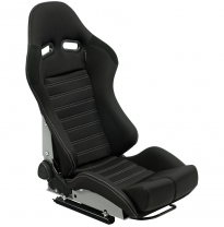 Asiento Deportivo Autostyle &#039;Bs5&#039; - Negro/Gris - Respaldo De Fibra De Vidrio Reclinable Dual-Side - Incl. Guías Universales