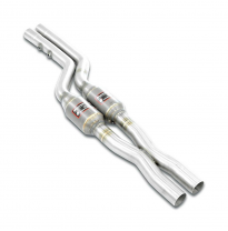 Tubo frontal en forma de "X" con convertidor catalítico metálico derecho + izquierdo Sistema 100% de acero inoxidable, 2 x Ø60 m