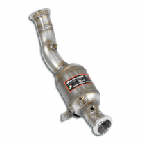Downpipe Right + catalizador metalico Sistema 100% de acero inoxidable, sobredimensionado 2 x Ø65 mm -> 2 x Ø60 mm - (Volante a