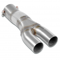 Tubo conexión "Y-Pipe" (1->2, inlet Ø70mm) Sistema de doble tubo 100% acero inoxidable, "Cat.-Back" - Para tubos de escape origi