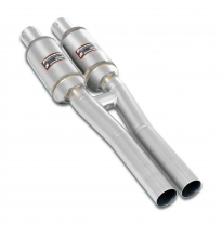 Front exhaust (Deletes the secondary catalytics)  Sistema 100% de acero inoxidable - Sobredimensionado 2 x Ø63,5 mm - Solo kit c